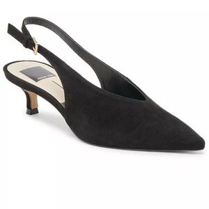 Dolce Vita Black Suede Pointed Slingback Kitten Heel